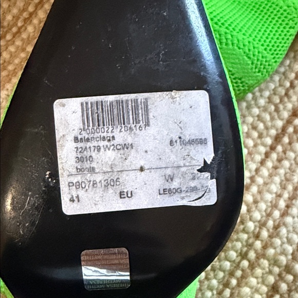 Balenciaga Neon Green Knit Pointed-Toe Sock Heeled Boots - Picture 5 of 6